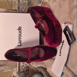 Larroude Blair Flatform in Wine Velvet - Platform Mary Jane